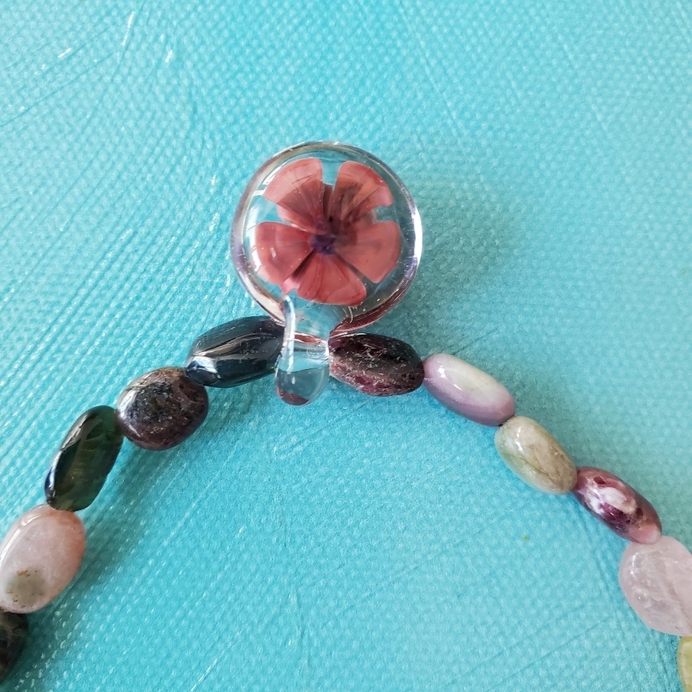Tourmaline Necklace w/ Glass Cabochon & Bracket - Picture 6 of 16